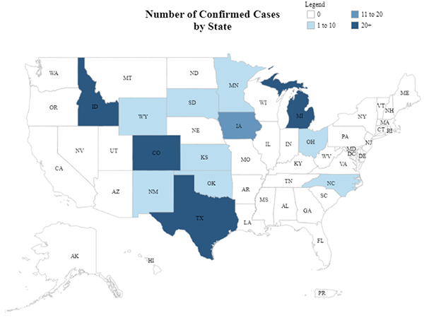 H5N1 cases by state